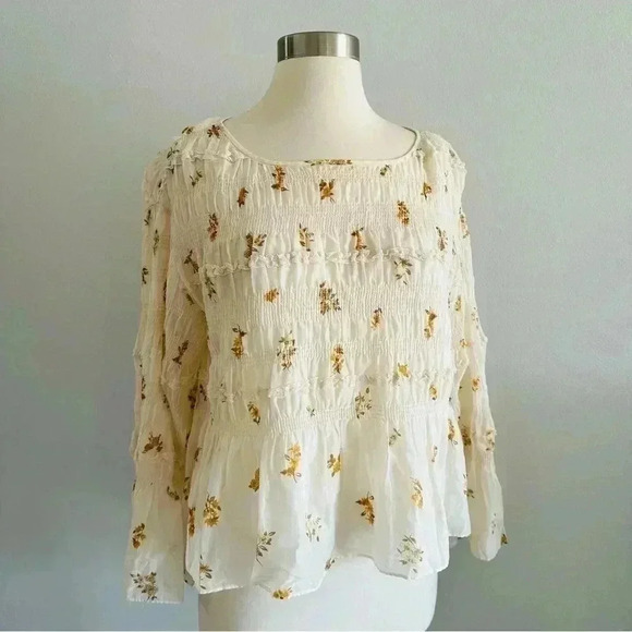 Rebecca Taylor Ines Smocked Floral Blouse Top S - Picture 5 of 11